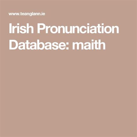 database pronunciation|irish pronunciation database.